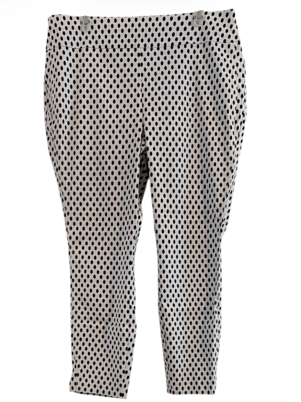 New York & Company Polka Dot Cropped Pants White Black XL